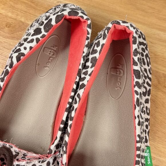 Sanuk Kariba Sidewalk Surfer Leopard Print Espadrille Hemp Slip On Shoe 7 - Picture 9 of 11